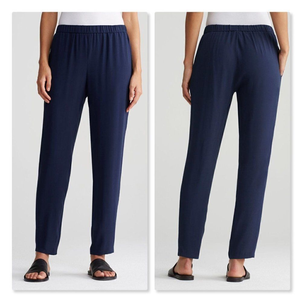 Eileen Fisher Silk Georgette Slouchy Silk Pants